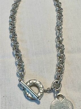 Tiffany & Co. Sterling Silver Heart Tag Toggle Necklace 925 Heavy Chain Classic